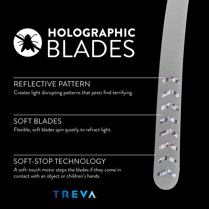 Treva Bug Fan Fly Deterrent with Holographic Blades to Clear Bugs, Mosquitoes, and Flies, Battery Powered Fly Fan - Image 3